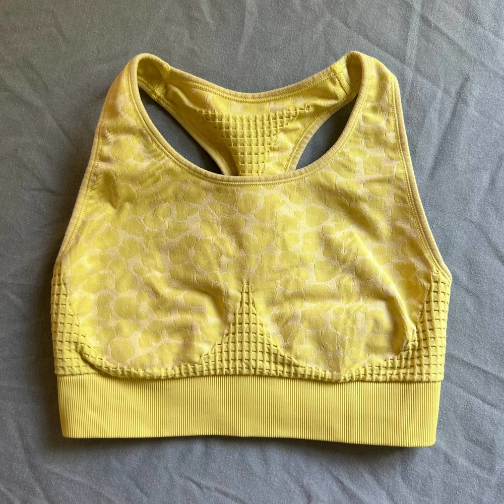 Yellow Sweaty Betty Stamina Racerback Sports Bra Active Wear Workout Large